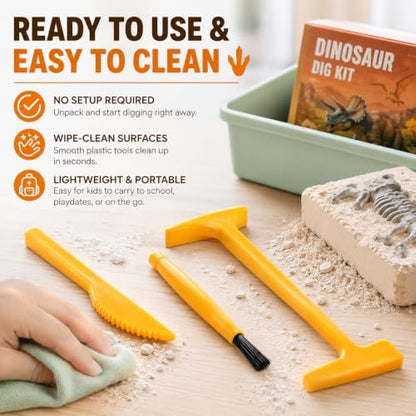 Ciieeo 3-piece Kids Digging Tool Set for Dinosaur Excavation