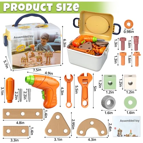 YongnKids 158 Pcs Kids Tool Set with Drill for Boys Girls Age 3-8