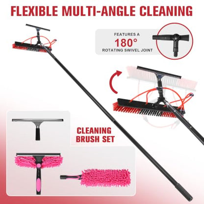 Solar Panel Cleaning Brush Kit Height Adjustable with 20m Hose