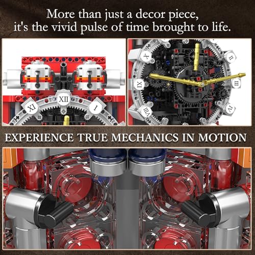 Sosuy Engine Clock Model Kit Mini Motor Building Blocks Set that can Runs - color: Engine Clock