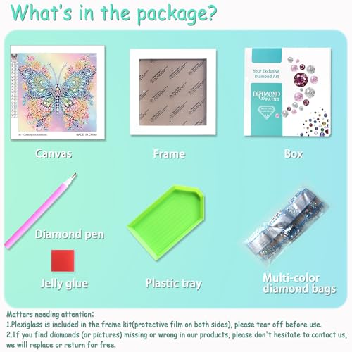 Libfx Diamond Art Kits for Kids with Frame Diamond Art for Girls Boys Beginners Arts and Crafts Birthday Gifts (Butterflr-2) - color: Butterflr-2