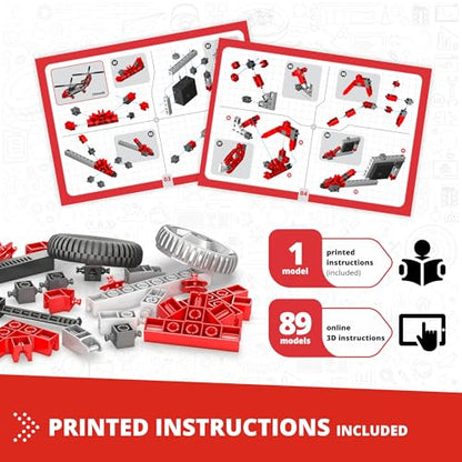 Engino- Inventor STEM Toys, 90 Motorized Models, Building Toys for Kids 7+, Engineering Kit, Stem Projects, Learning & Education Set, Gifts for Boys & Girls - style: 90-In-One