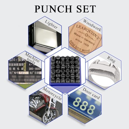 MOPFOL 36 Pcs 6mm Carbon Steel Letter Number Stamp Set - Metal Wood Leather Engraving Punch Tools with Carrying Case