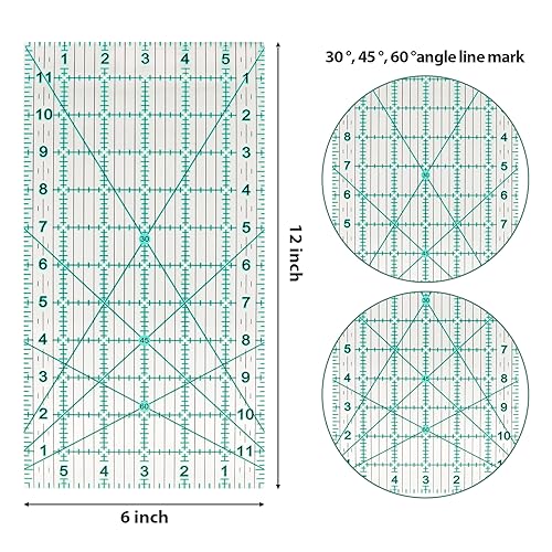 MANUFORE Quilting Ruler 6 x 12 Inch Sewing Acrylic Ruler Quilting Tools - style: 6 x 12"