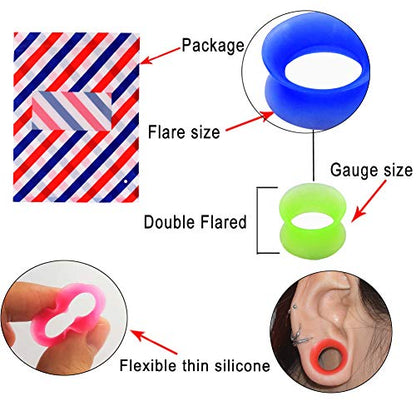Oyaface 20 PCS Piercing Tunnel Set Soft/Hard Silicone Flesh Ear Plugs 2g-25mm Flexible Ear Stretching Gauge Expander - color: Clear(thin)