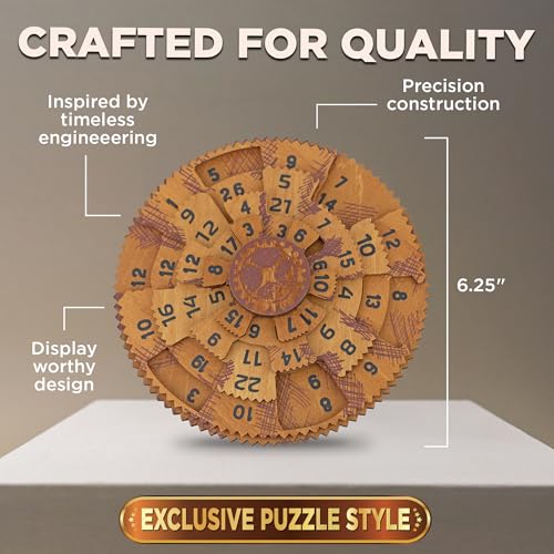 Project Genius Grecian Computer Mechanical Math Puzzle, Wooden Brainteaser Gift for History Buffs and Smart Kids, Teens, and Adults - True Genius Series Inspired by The Ancient Antikythera Mechanism