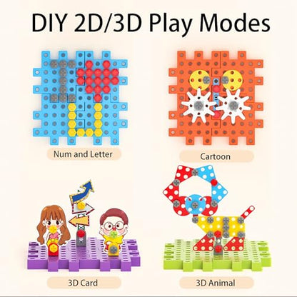 234Pcs Electric Montessori Building Blocks for Toddlers 3-5 4-8, Motorized Gear Construction Toy with Power Drill, STEM Educational Learning Set for Kids, DIY Moving Models, Birthday Gift for Boys