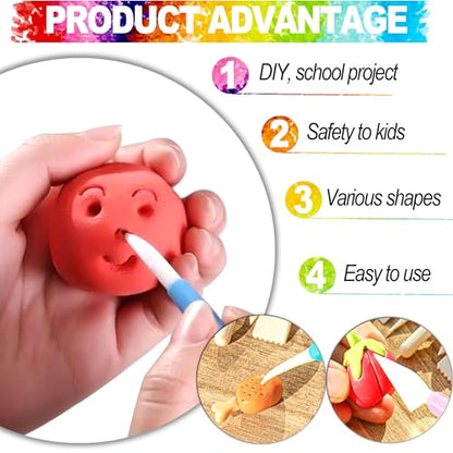 LINPHCEY Air Dry Clay Tools for Kids Ages 8+ Pottery Clay Tool Kit Plastic Clay Sculpting Tools Set for DIY Project, Modeling Polymer Clay Toys – Safe & Easy Grip for Beginners & Craft Lovers