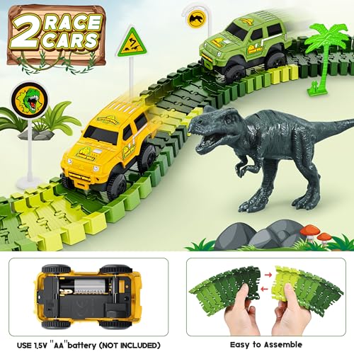Dinosaur Tracks, 271 PCS Create A Dinosaur World Road Race Kids Boys Toys - color: Dinosaur Race Tracks