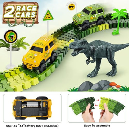 Dinosaur Tracks, 271 PCS Create A Dinosaur World Road Race Kids Boys Toys - color: Dinosaur Race Tracks