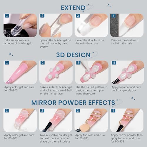 Clear and Pearl White Nail Extension Gel 3D Nail Art Sculpture Gel - color: Clear&Pearl White
