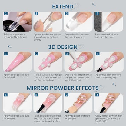 Clear and Pearl White Nail Extension Gel 3D Nail Art Sculpture Gel - color: Clear&Pearl White