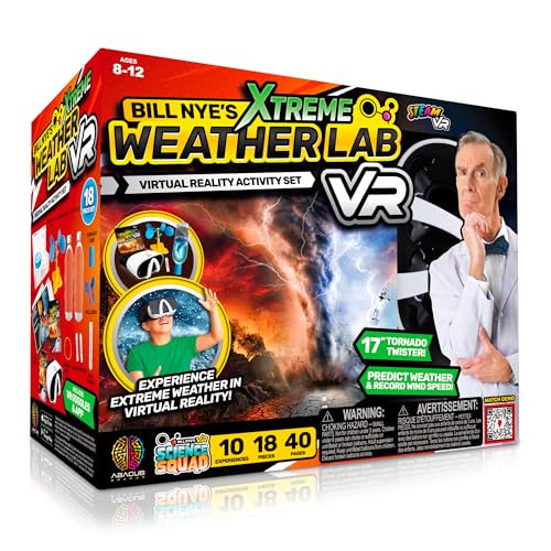 Abacus Brands Bill Nye's Science Squad: Xtreme Weather Lab VR - Virtual Reality Kids Science Kit, Book and Interactive Learning Activity Set - for Ages 8 and Up