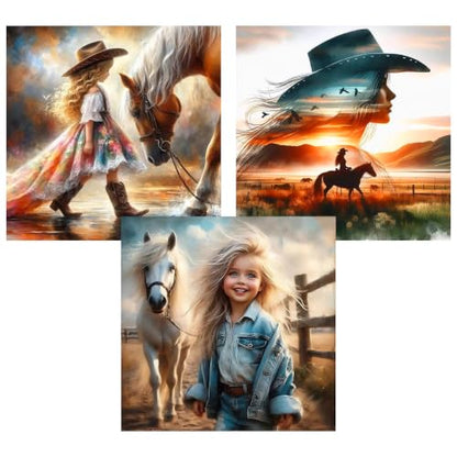Axquilon 3 Pack Cowgirl Diamond Art Kits for Adults 12x12 inch - color: 3-Pack Cowgirl