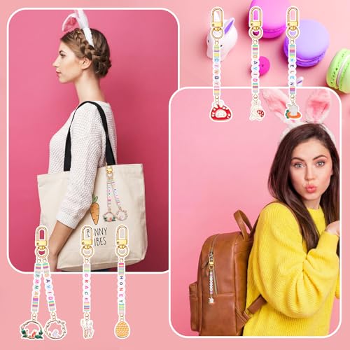 Tondiamo 2823 Pcs Easter Charms for Jewelry Making Easter Bead Keychain DIY Craft Making Kit Key Ring Charms Letters Beads String for Gift Jewelry Key Ring Backpack Accessories - style: Easter