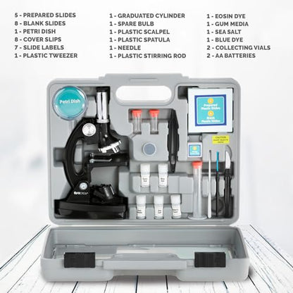 AmScope M30-ABS-KT2 52-Piece STEM Microscope Kit for Kids, Black