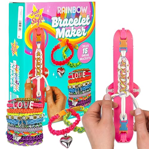 Just My Style Rainbow Bracelet Maker, Jewelry Making Kit with Easy-to-Use Bracelet Maker Tool, Friendship Bracelet Kit, 6 Year Old Girl Gifts, Gifts for Girls, Bracelet Making Kit for Girls - color: Rainbow Bracelet