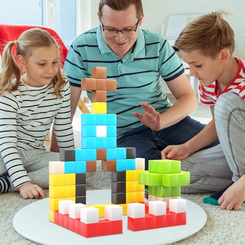 PicassoTiles 108 Piece Magnetic Cubes, 1 Inch STEM Building Set for Kids 3+ - style: 108pcs Puzzle Cubes