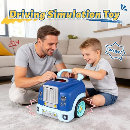 Interactive Truck Engine Toy with Removable Parts - Lights,Sounds，Ages3-5 - color: Blue