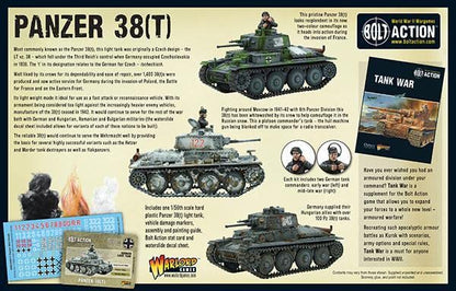 Wargames Delivered - Warlord Games Bolt Action: Tank War - Panzer 38(t), World War 2 Miniatures, 28mm Army Tank Model for Miniature Wargaming - color: Panzer 38(T)