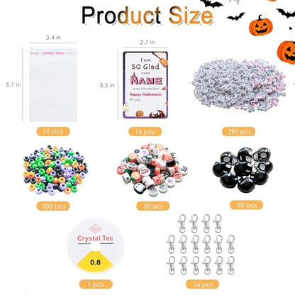 Tuhangcc 773 Pcs DIY Keychain Making Kit，Adjustable Letter Alphabet Beads Strings,Keychain Skull Head Beads,16 Charm Cards with Lobster Clasps & Strings for Halloween Party Favors - color: Halloween