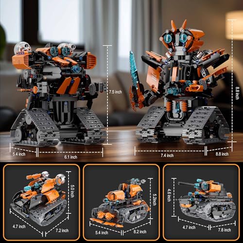 STEM Building Toys for Kids 6-14, 5in1 STEM Robot Building Kit for Kid, Remote & APP Controlled Tank Bulldozer Robot Building Blocks Set Birthday Xmas Gifts Ideas for Boys Girls (689PCS)