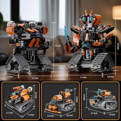 STEM Building Toys for Kids 6-14, 5in1 STEM Robot Building Kit for Kid, Remote & APP Controlled Tank Bulldozer Robot Building Blocks Set Birthday Xmas Gifts Ideas for Boys Girls (689PCS)
