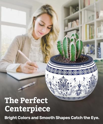 PieceRelax Unique 3D Puzzle Planter - 80 Plastic Pieces [K1154] - color: Hokusai - the Great Wave of Kanagawa