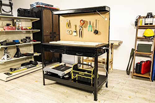 Olympia Tools Multi-Purpose Workbench With Light, 82-802 , Black - style: Quick Assemble