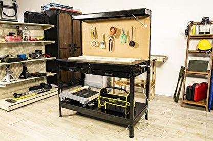 Olympia Tools Multi-Purpose Workbench With Light, 82-802 , Black - style: Quick Assemble