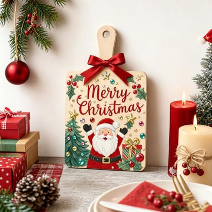 Vmiapxo 24 Pack Unfinished Wood Cutting Board Craft with Handle, Wooden Paddle Cheese Bread Board Set Chopping Board Serving Tray for Craft DIY Christmas Home Kitchen Cooking Decor (9.4" x 5.5") - size: 9.4" x 5.5"