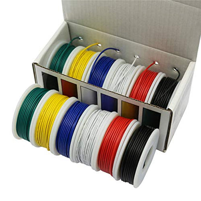 Hook up Wire Kit (Stranded Wire Kit) 28 Gauge 6 Colors 32.8 feet Each Electrical Wire 28 AWG PVC Wire - size: 28AWG