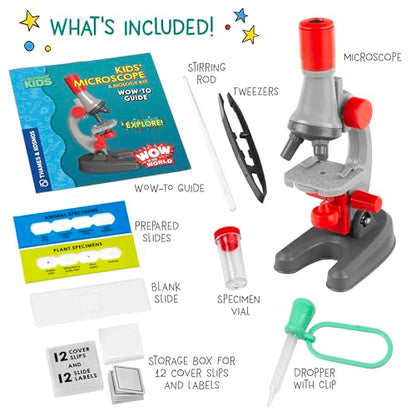 Wow in The World Kids’ Microscope & Biology Kit, Up to 720x Magnification, LED Illumination, Prepared & Blank Slides, Companion Audio Content, Beginner Science Gift for Ages 6+ by Thames & Kosmos