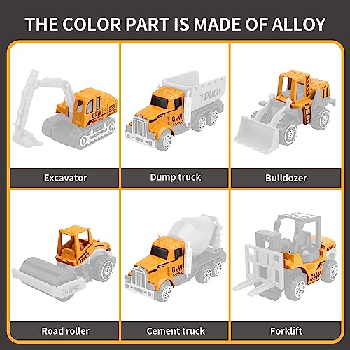 Pupu Pig Kids Construction Toys, Metal Truck Toy Set for Boy Gifts Ages 3+