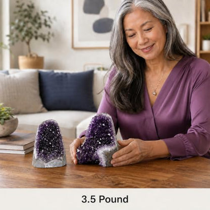 Premium Natural Amethyst Crystals Geode, 3.5-4.5 lbs Healing Crystal Stones - size: 3.5 pound - 4.5 pound