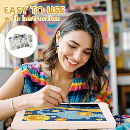 DOODLREAM Starry Night DIY Punch Needle Embroidery Kit for Adult Beginner, 9.4" Starry Sky Punch Stitching Craft Set for Starter with Frame, Fabric Pattern, Threader, Yarn, Punch Needle - color: Starry Night