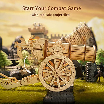 ROKR 3D Wooden Puzzles Model Building Kits Cannon Toys - DIY Wooden Catapult Toys STEM Educational Projects for Men and Women