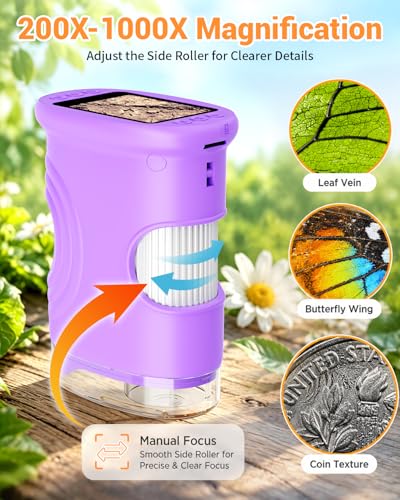 1000X Digital Handheld Microscope for Kids Portable Outdoor Toys & Gifts - color: Purple
