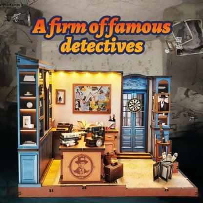 Music Park Book Nook for Adults, 3D Wooden Puzzle Detective Office with LED - color: Detective Office
