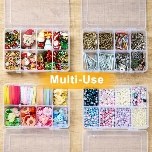 2 Pack 8 Grids Bead Organizer and Small Parts Storage Tackle Boxes
