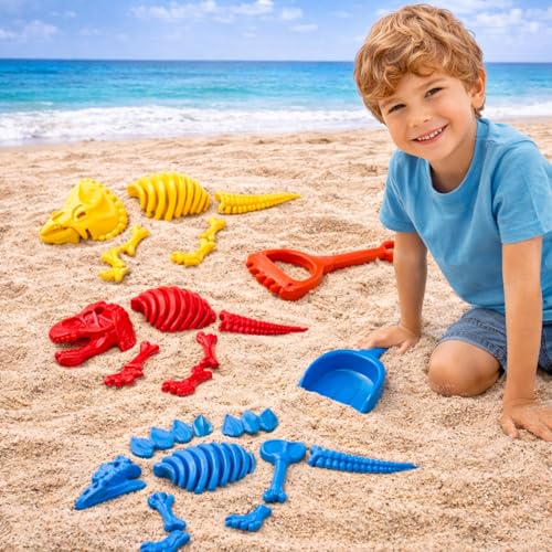 Liberty Imports 25 PCS Large Dinosaur Fossil Sand Molds Kids Beach Toy Set