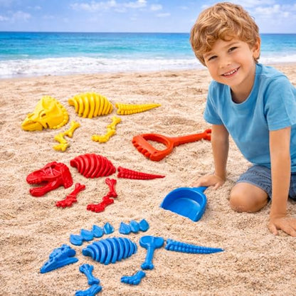 Liberty Imports 25 PCS Large Dinosaur Fossil Sand Molds Kids Beach Toy Set