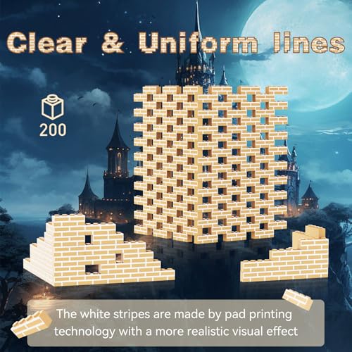 200PCS Classic Wall Building Bricks 1x4 Yellow Color, Compatible with Lego Part, ABS material, Creative Building Sets for Home, School & DIY STEM Projects, Construction Toy for Kid Age6 7 8 9 10 11 12 - color: Yellow 200pcs