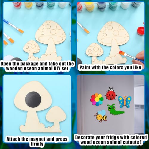 JellyArch 24 Pack Bug Party Favors Unfinished Wooden Insect Cutouts Paint - style: Insect