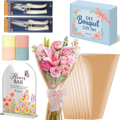 57Pcs Flower Bar Supplies Kit w/ Waterproof Kraft Boquet Bags for Party - color: Beige