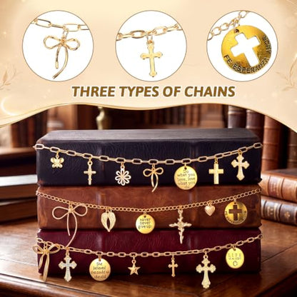 124 Pcs Bible Chain Making Kit Bible Charms, Cross - style: Cross