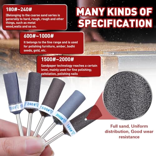 Sanding Drum Sanding Sticks Fit Dremel Rotary Tool,25PCS 1/8" Shank,180/240/600/1000/1500/2000 Grits Different Meet More Needs for Metal Rust Removal/Stone Grinding/Jade Polishing - size: Mixed 1