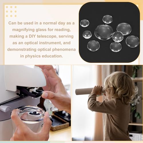 PATIKIL 5 Pack Convex Lens, 15mm OD 13mm Focal Length Optical Lenses - size: 15mm OD x 6.4mm H x 13mm Focal L