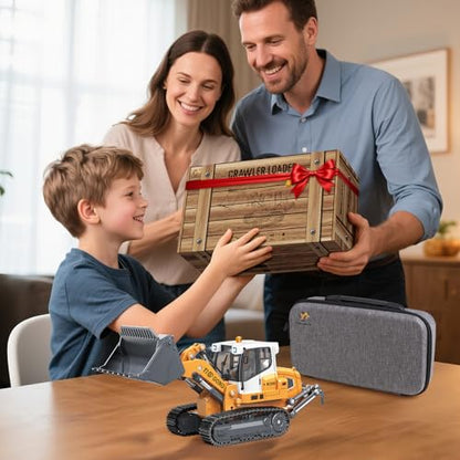 Adult Metal Mini Remote Control Loader, Featuring a Lever-Driven RC Digging System, Comes with Two Batteries and a Carrying case, Making it an Ideal Gift for Model Enthusiasts and Children - color: Loader