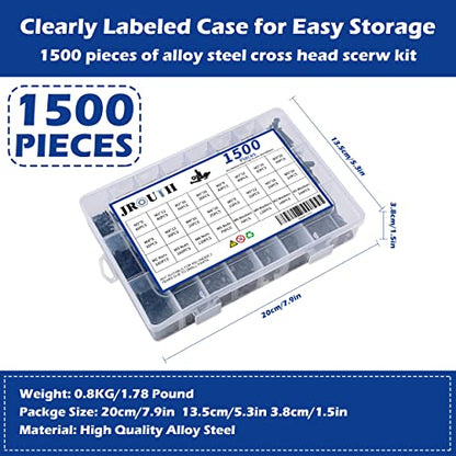 1500Pcs M2 M3 M4 M5 Hex Socket Flat Head Screws Assortment Kit - color: A Black Hex Flat Head Cap Bolts